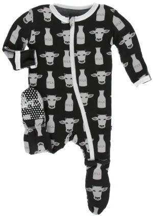 KicKee Pants Zebra Tuscan Cow Footie with Zipper