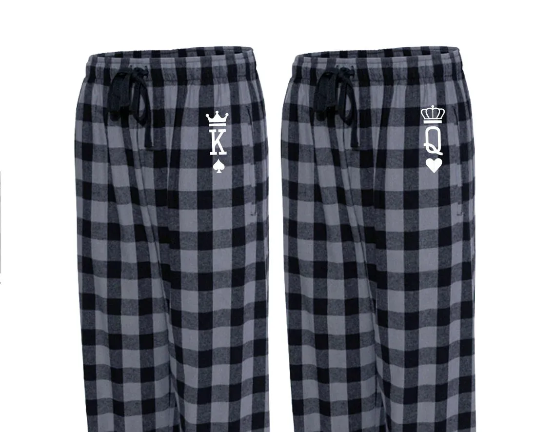 King & Queen Couple Matching Pajama Pants | Husband Wife Anniversary Gift | Girlfriend Boyfriend, Fiancé Fiancée Gift | Valentine's Day Gift