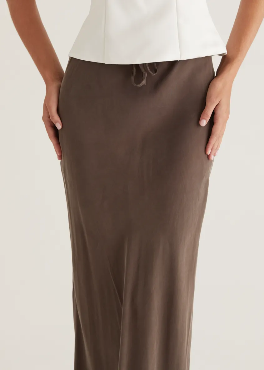 Klarey Cupro Maxi Skirt - Warm Grey