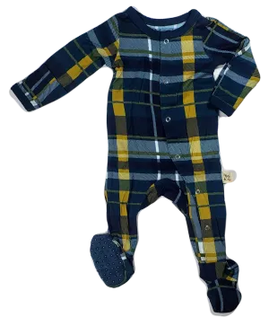 Kozi & Co Hunter & Gold Plaid Footie with Snaps