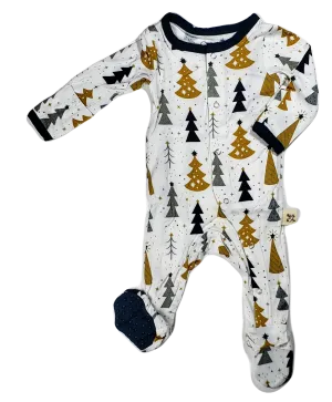 Kozi & Co Silver & Gold Trees Footie with Snaps