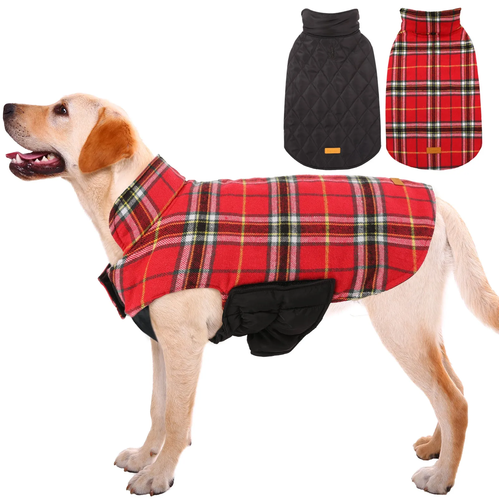 Kuoser Warm Dog Coat, Reversible Dog Jacket Waterproof Winter Coat