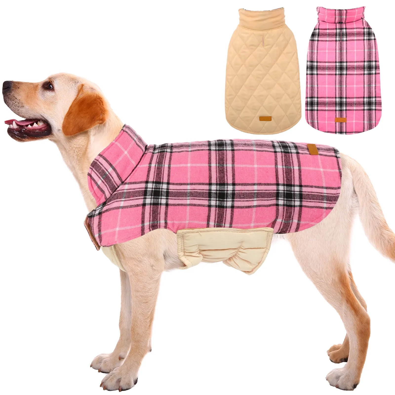 Kuoser Warm Dog Coat, Reversible Dog Jacket Waterproof Winter Coat