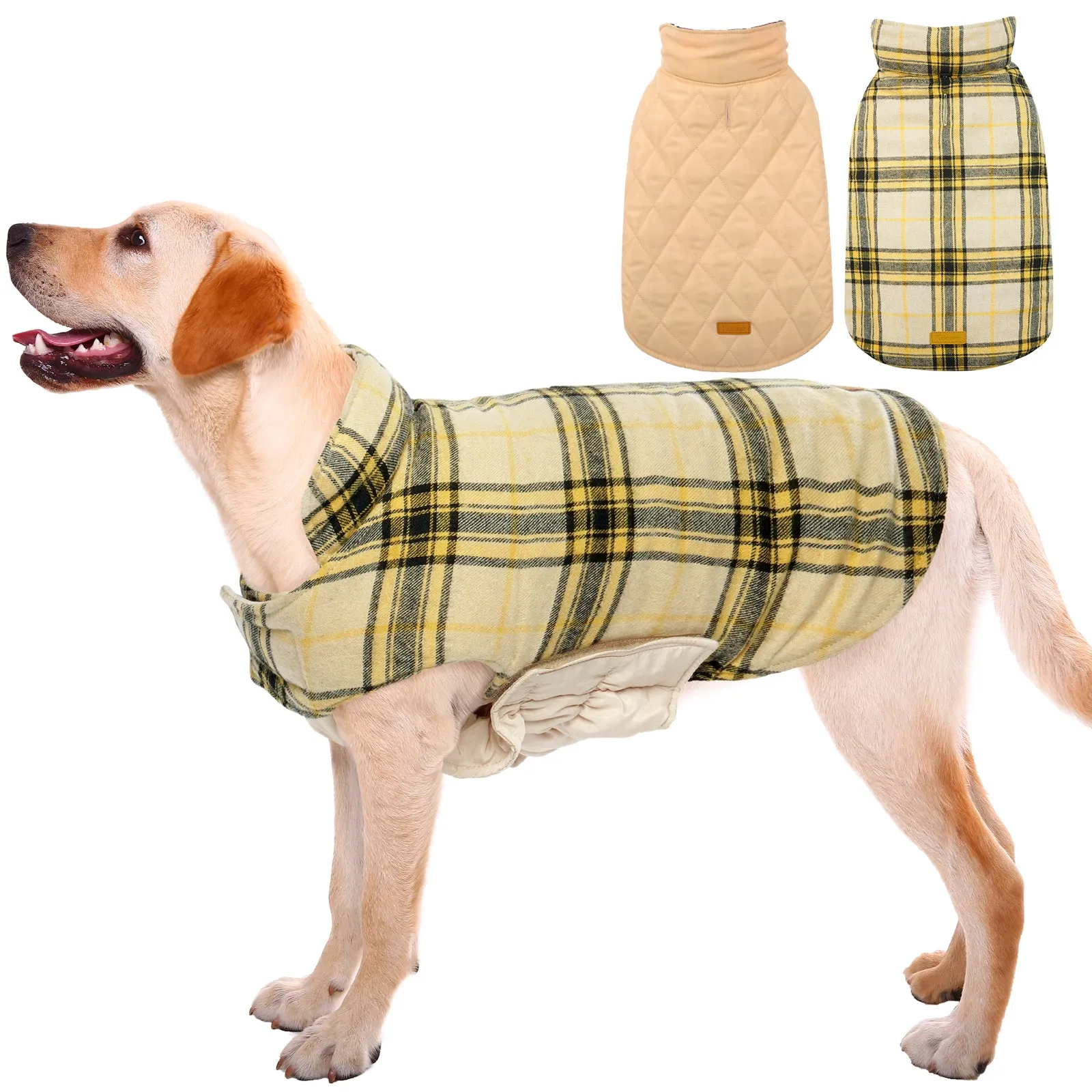 Kuoser Warm Dog Coat, Reversible Dog Jacket Waterproof Winter Coat