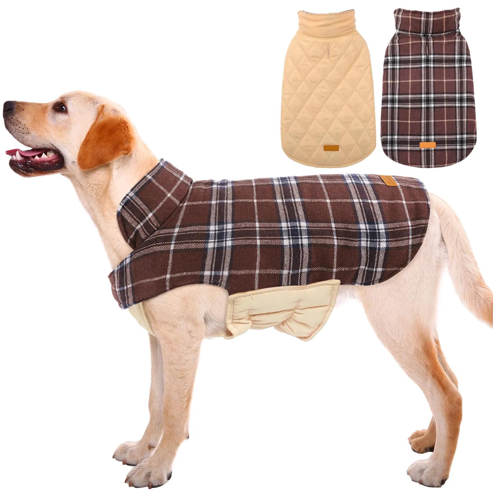 Kuoser Warm Dog Coat, Reversible Dog Jacket Waterproof Winter Coat