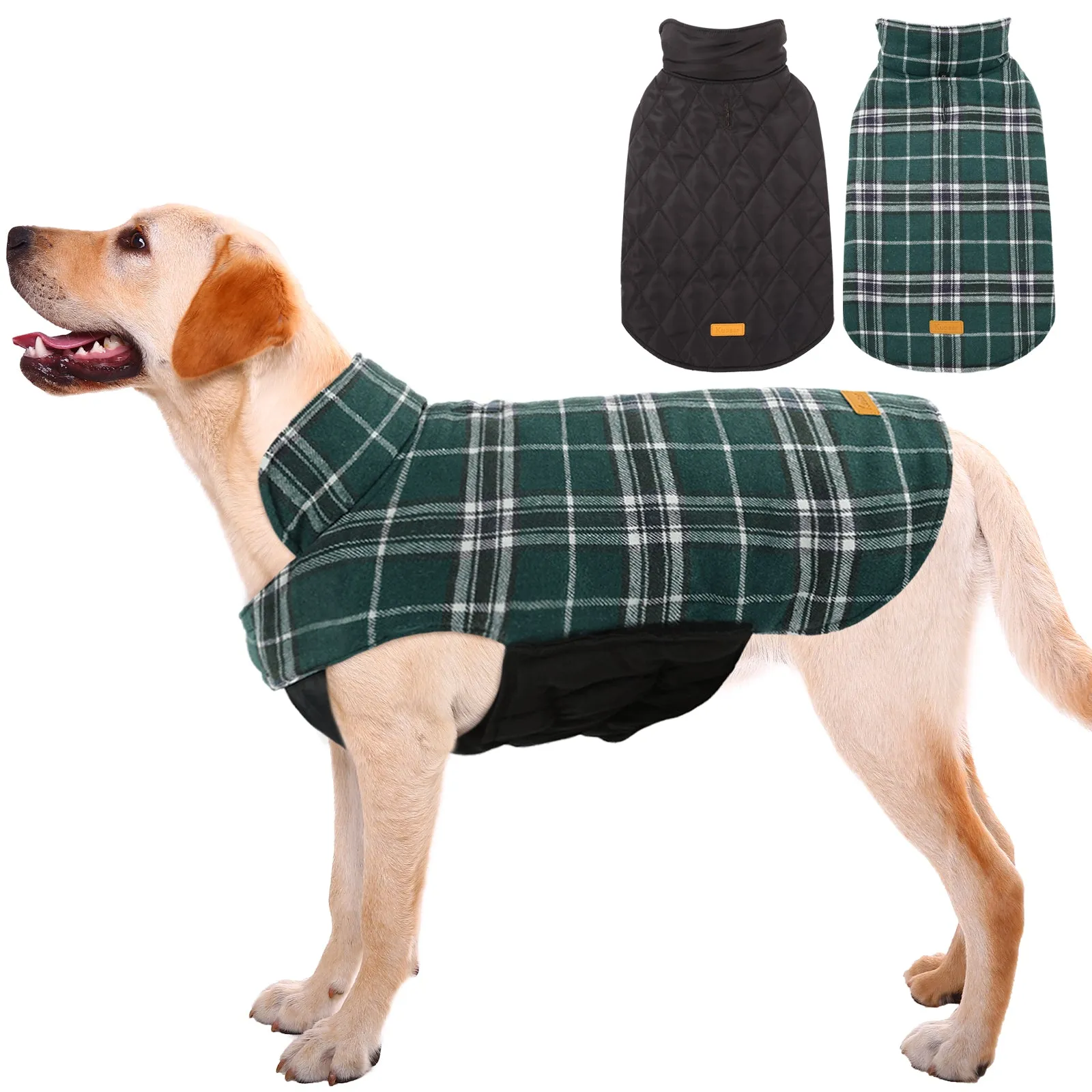 Kuoser Warm Dog Coat, Reversible Dog Jacket Waterproof Winter Coat