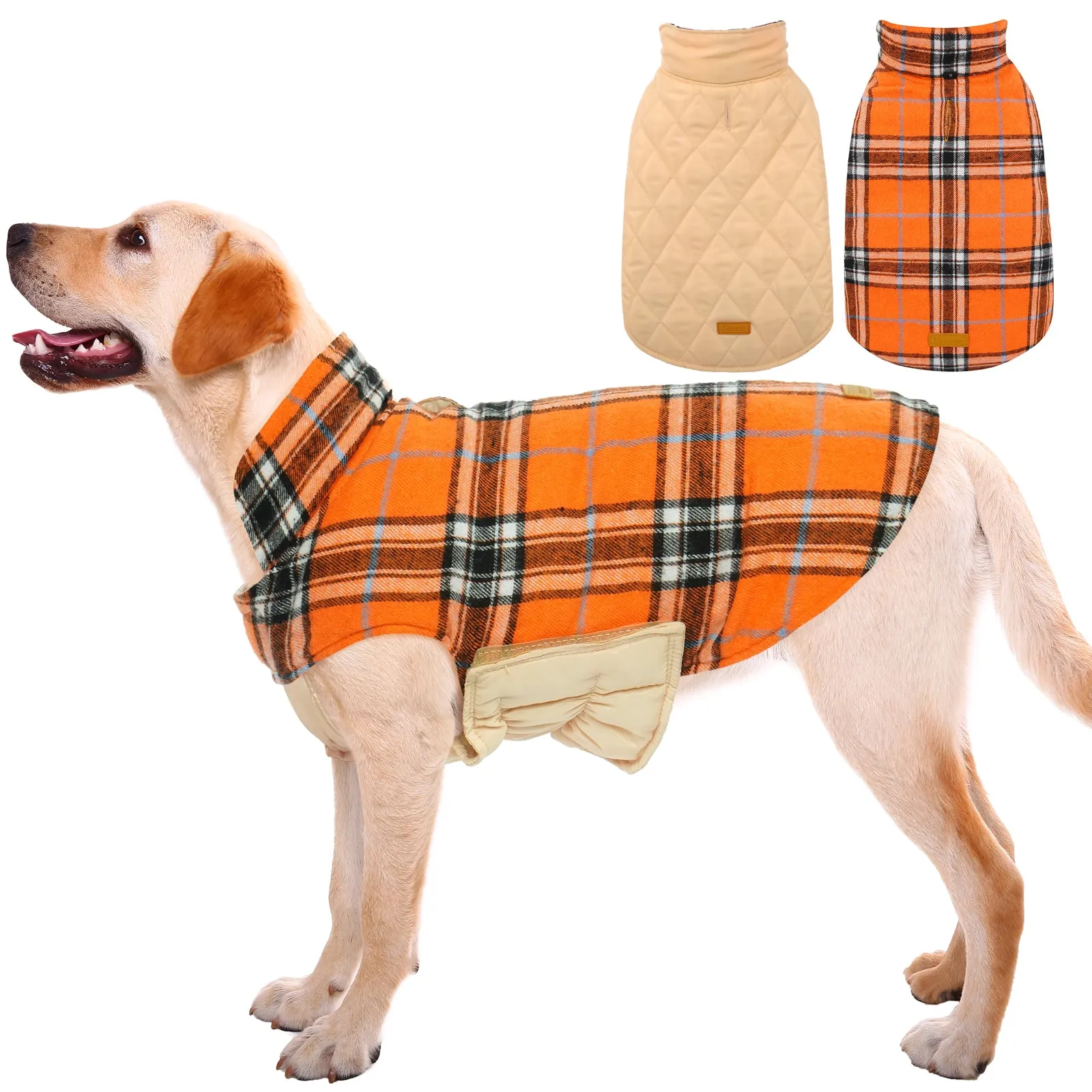Kuoser Warm Dog Coat, Reversible Dog Jacket Waterproof Winter Coat