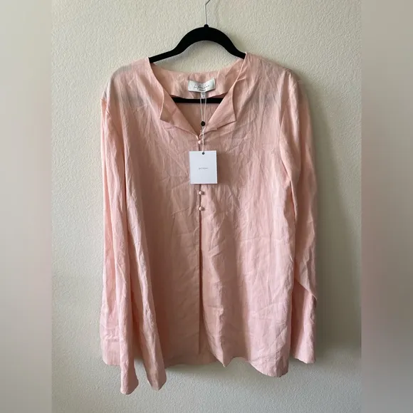 Lacademie pajama button down stripped pink blouse top
