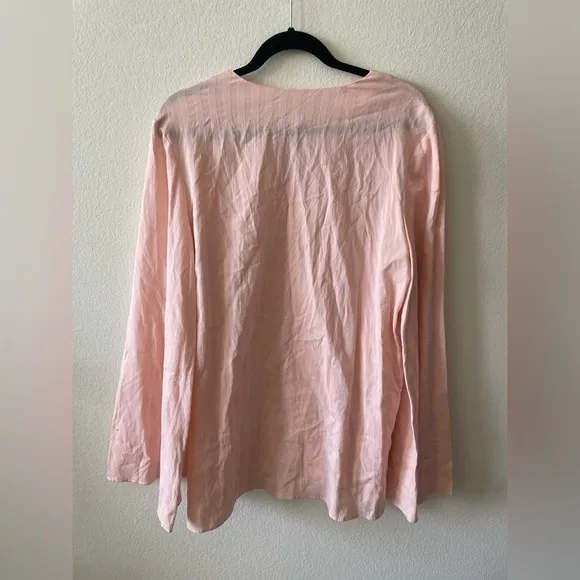 Lacademie pajama button down stripped pink blouse top
