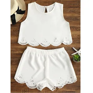 Laser Cut Tank Top & Shorts (2 Piece Set)