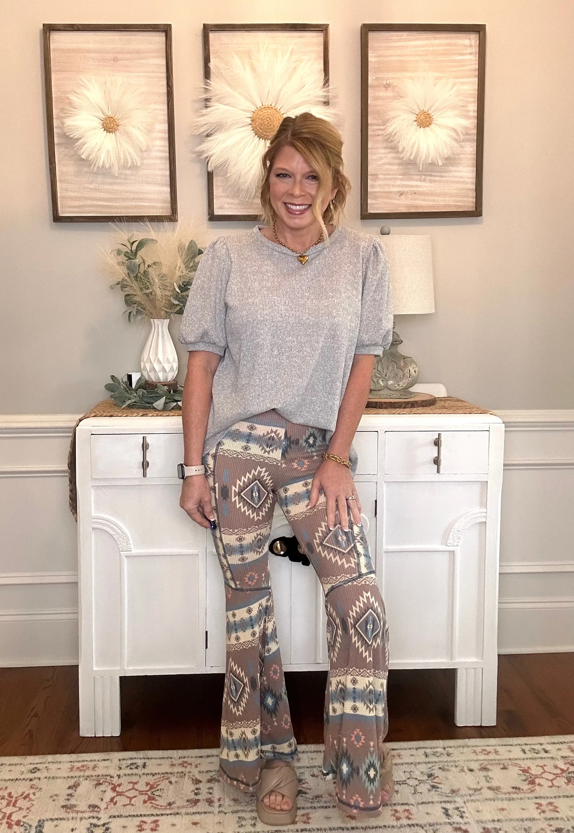 *LAST ONE* Boho Bliss Ribbed Flare Pants