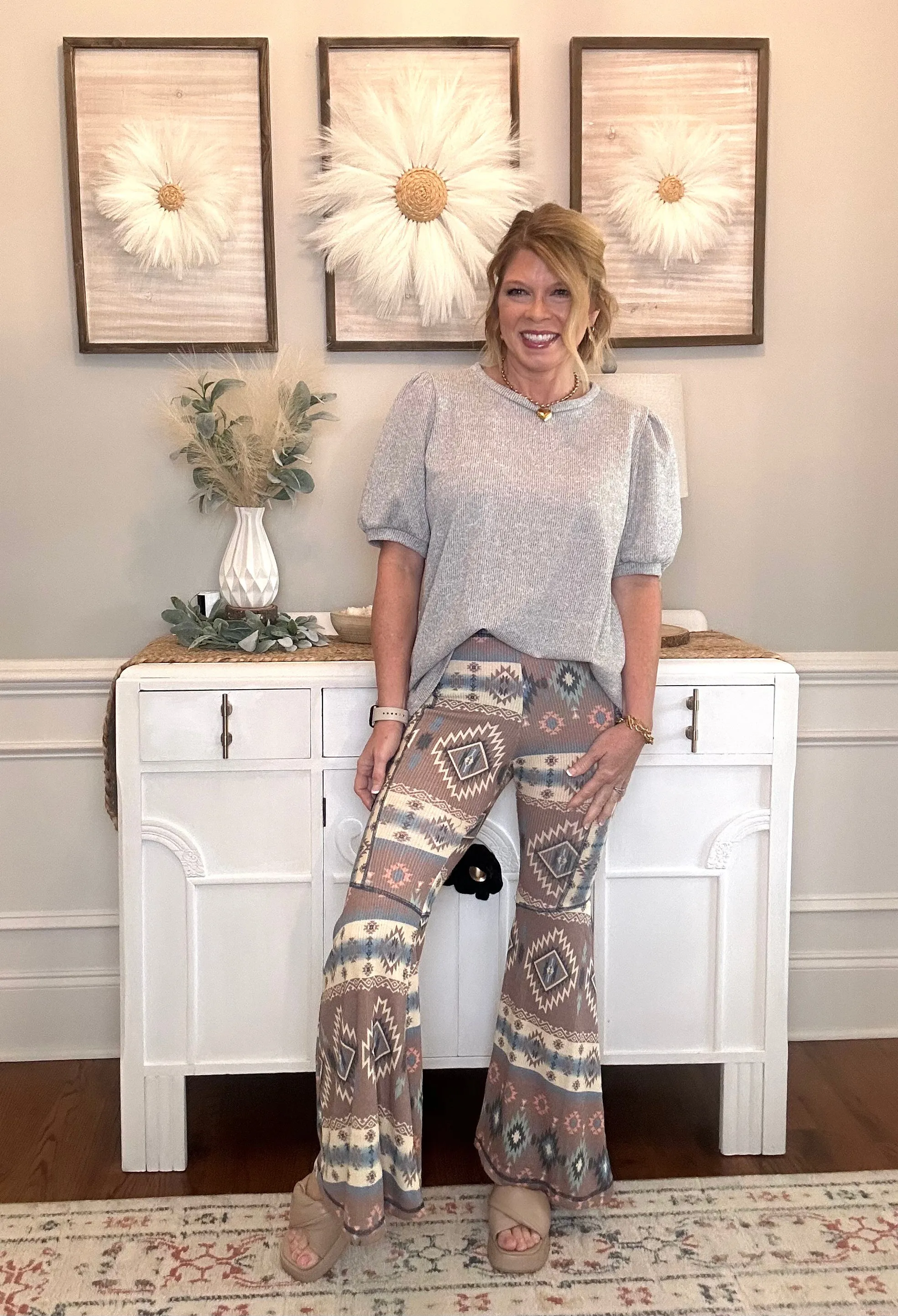 *LAST ONE* Boho Bliss Ribbed Flare Pants
