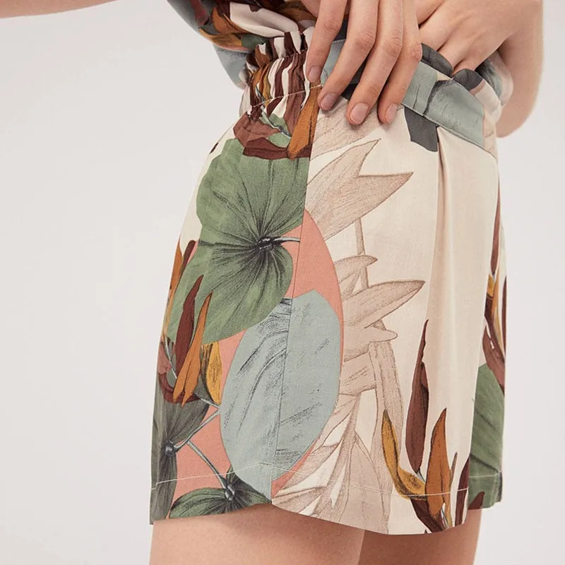 Leaf Pattern Loose Fit Short and Pajama Set