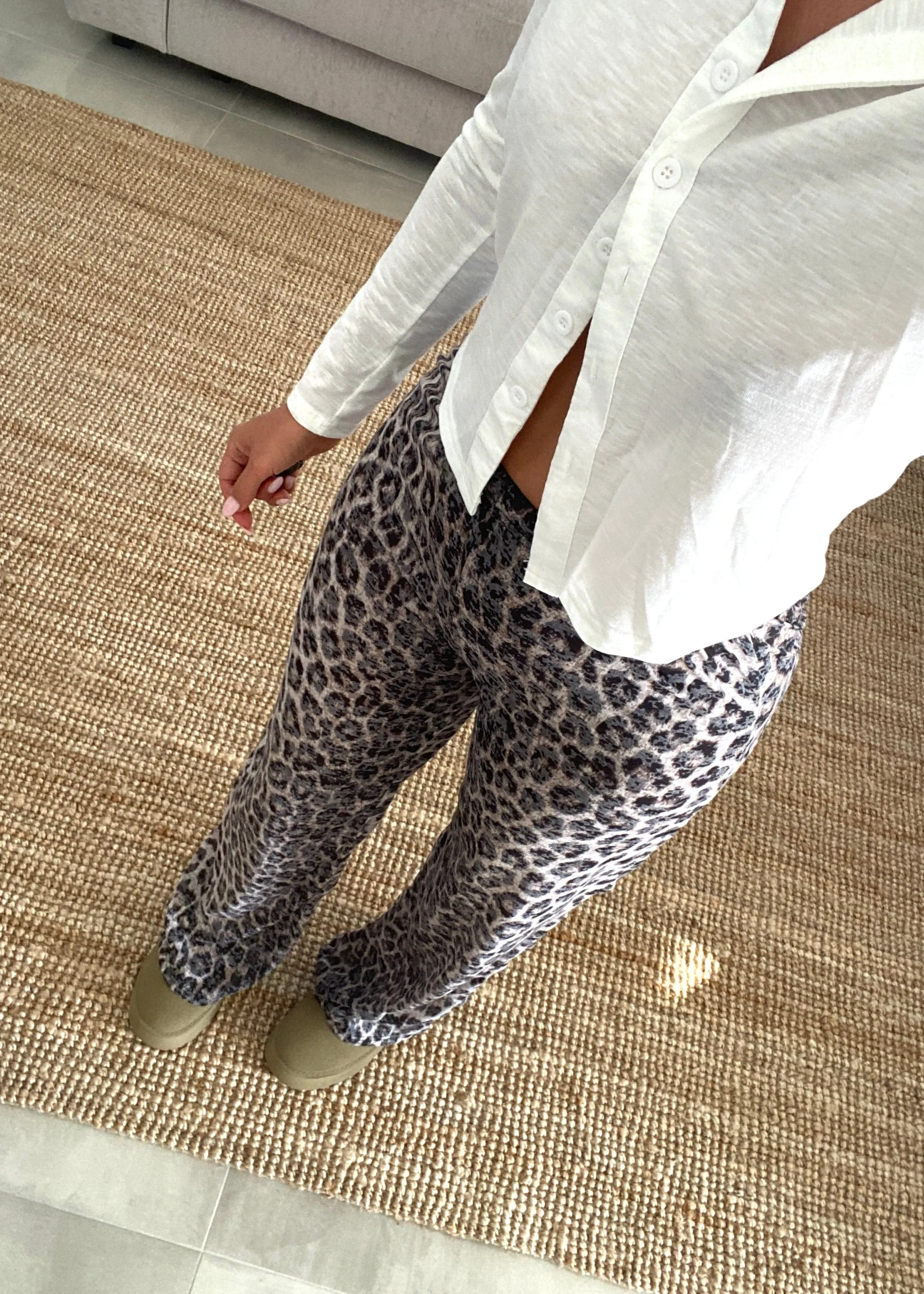 Leopard Straight Leg Jersey Trousers