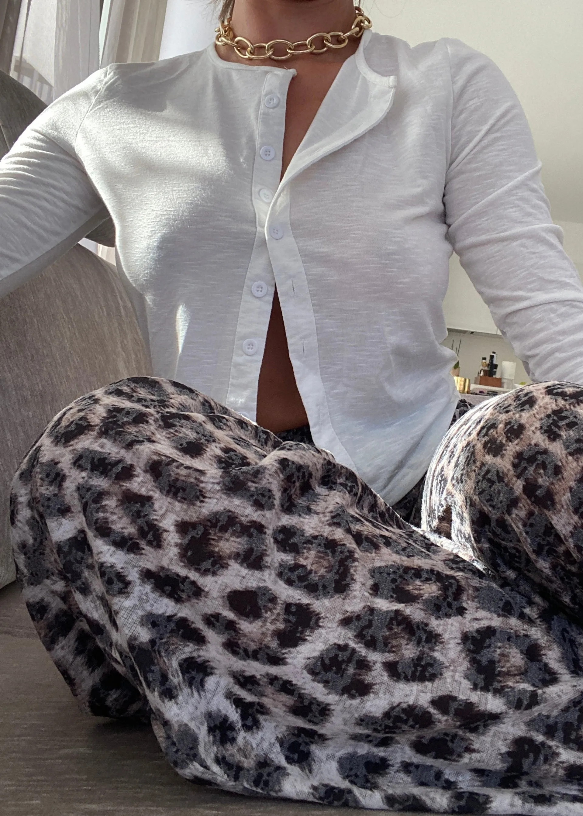 Leopard Straight Leg Jersey Trousers