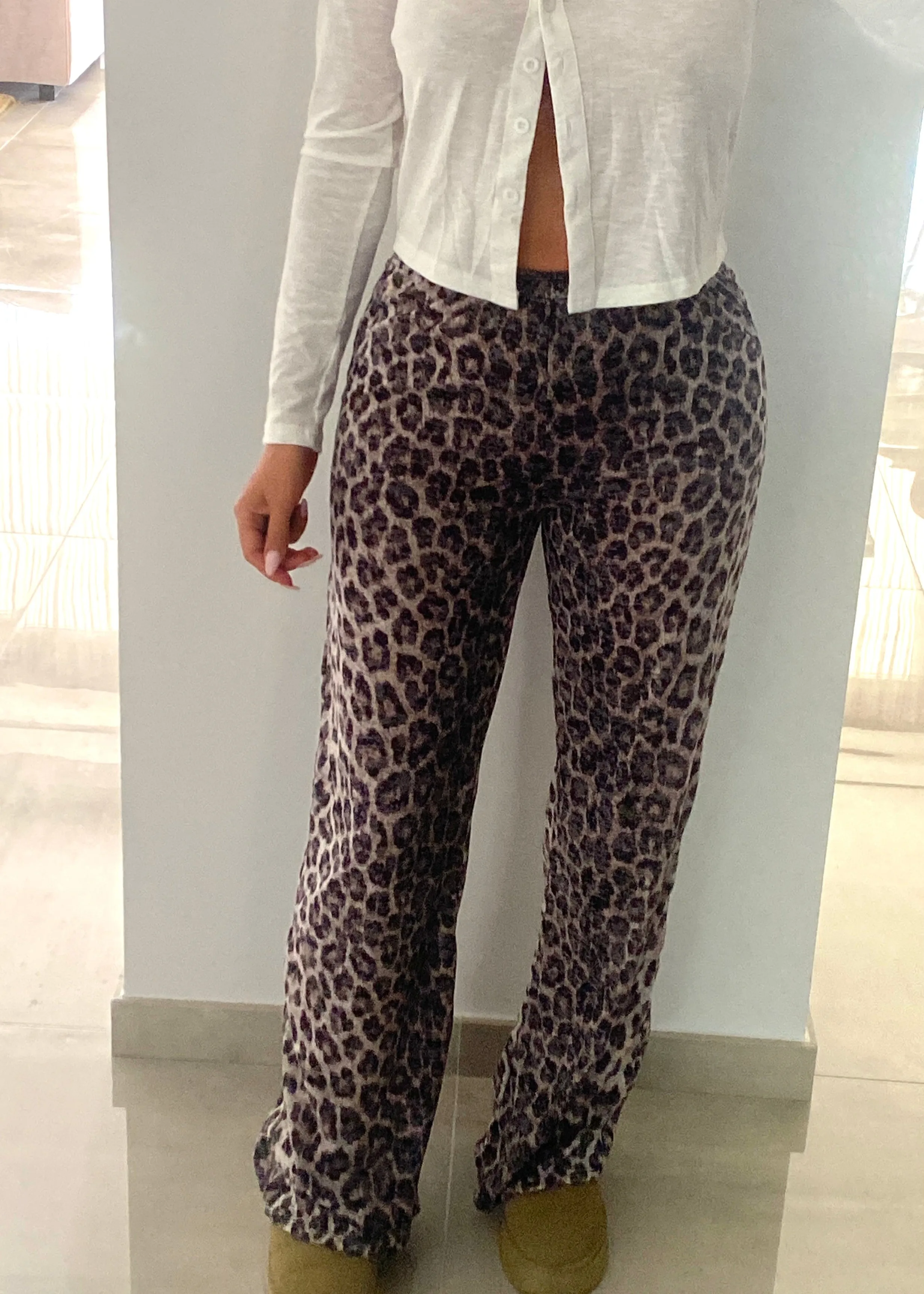 Leopard Straight Leg Jersey Trousers