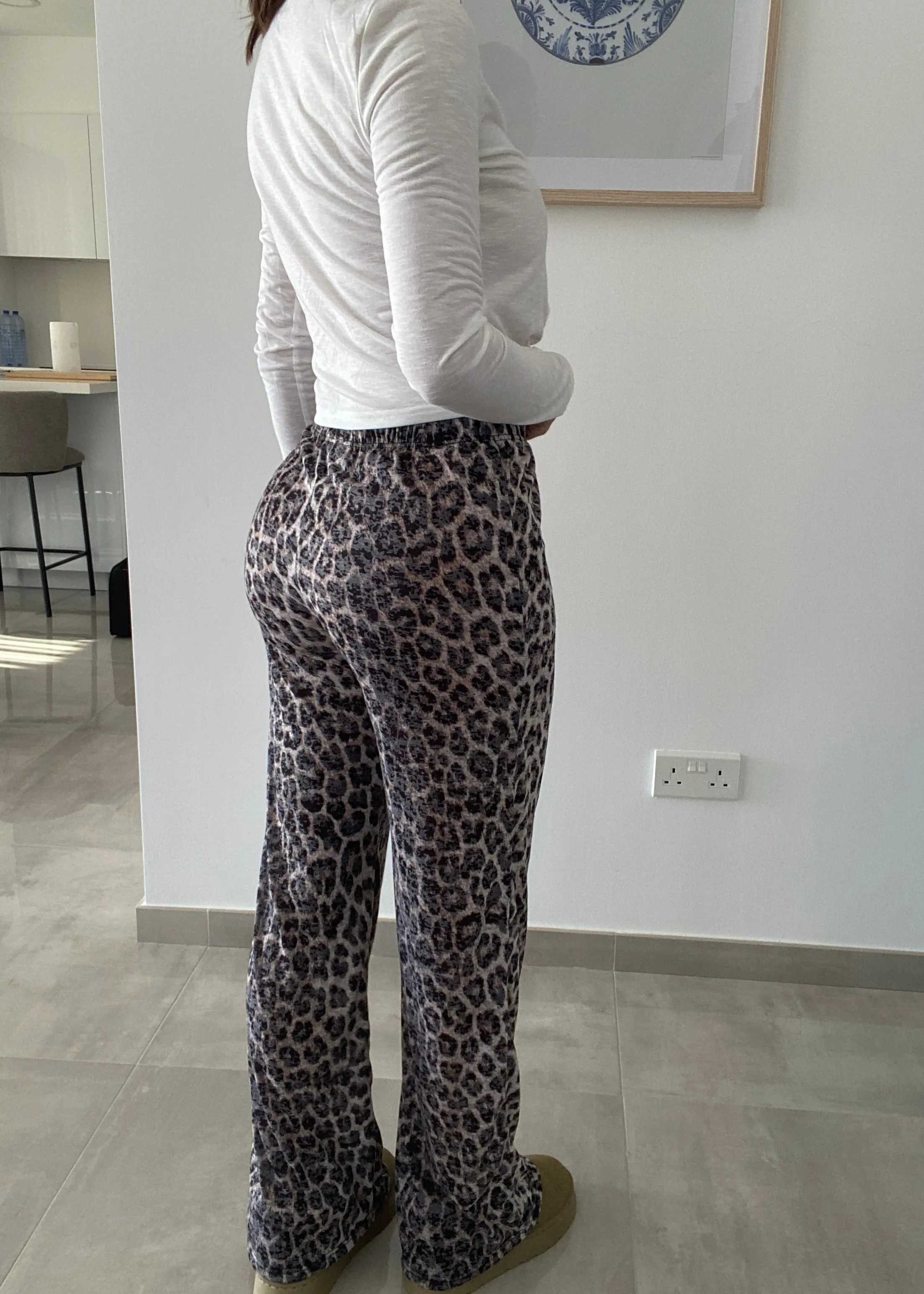 Leopard Straight Leg Jersey Trousers
