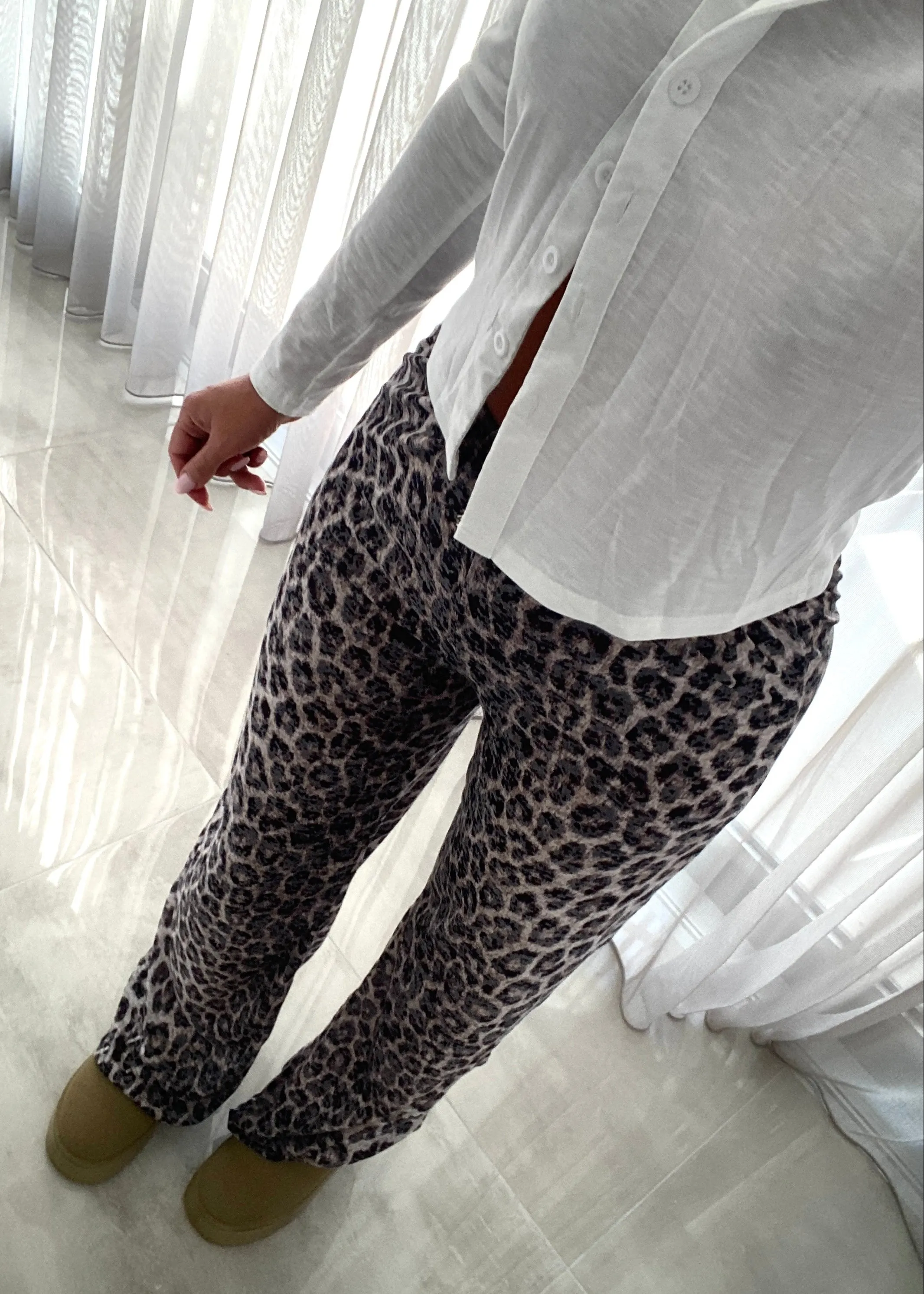 Leopard Straight Leg Jersey Trousers