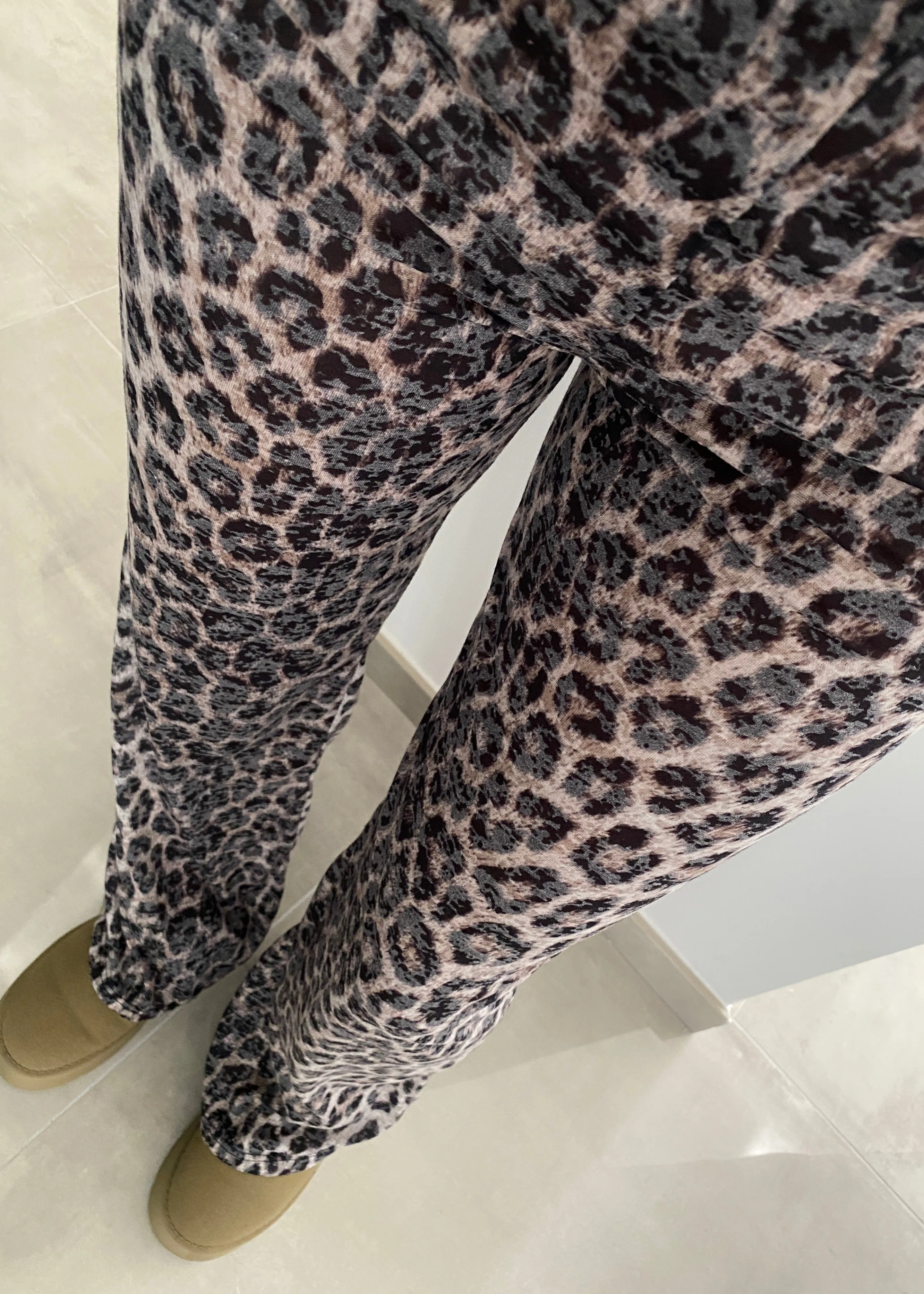 Leopard Straight Leg Jersey Trousers
