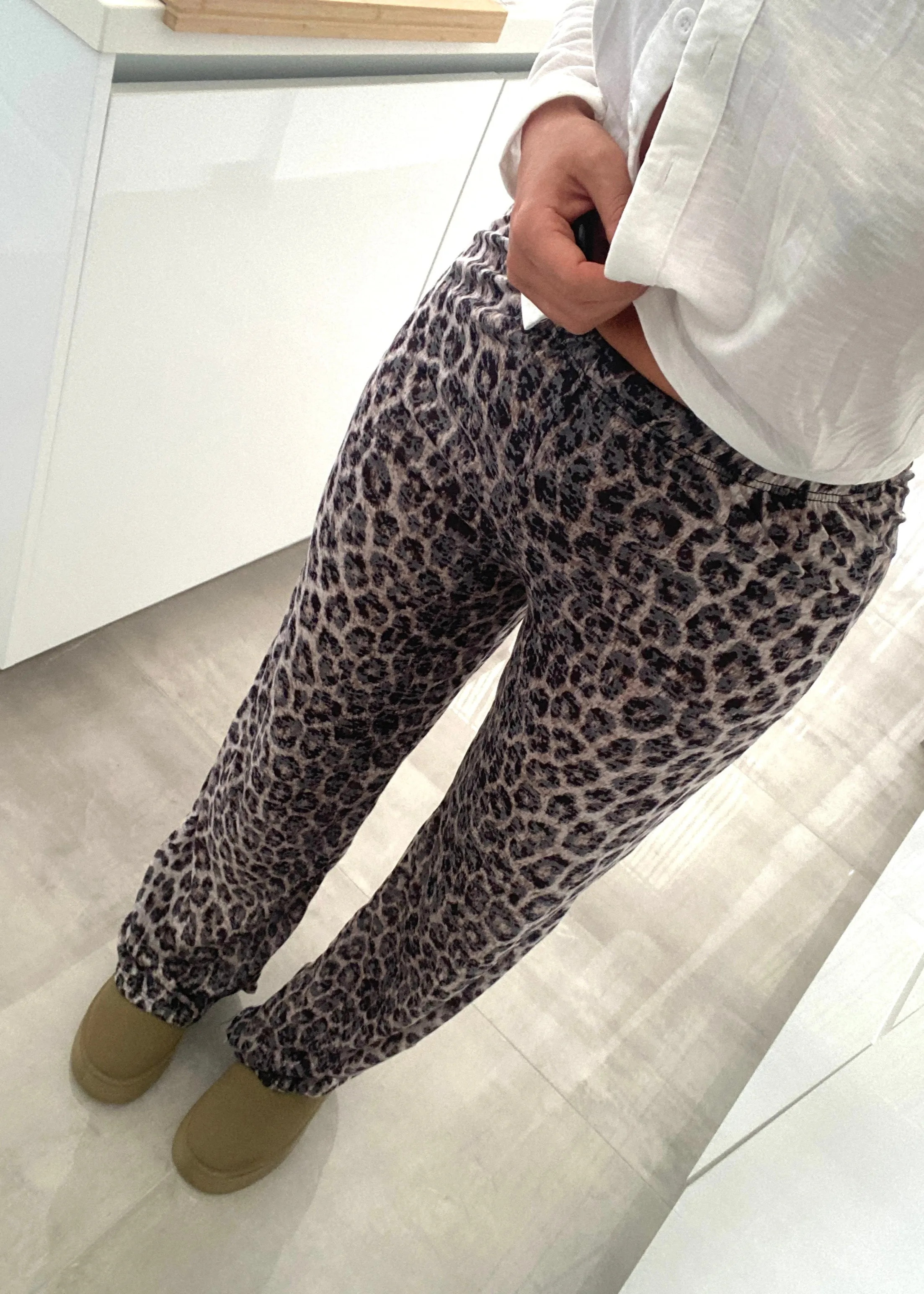 Leopard Straight Leg Jersey Trousers