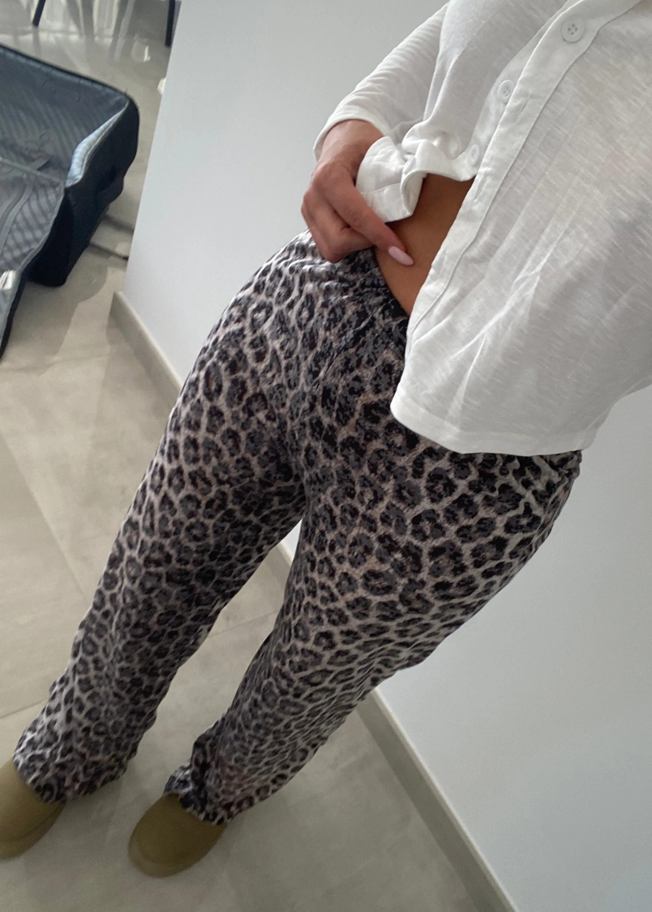 Leopard Straight Leg Jersey Trousers