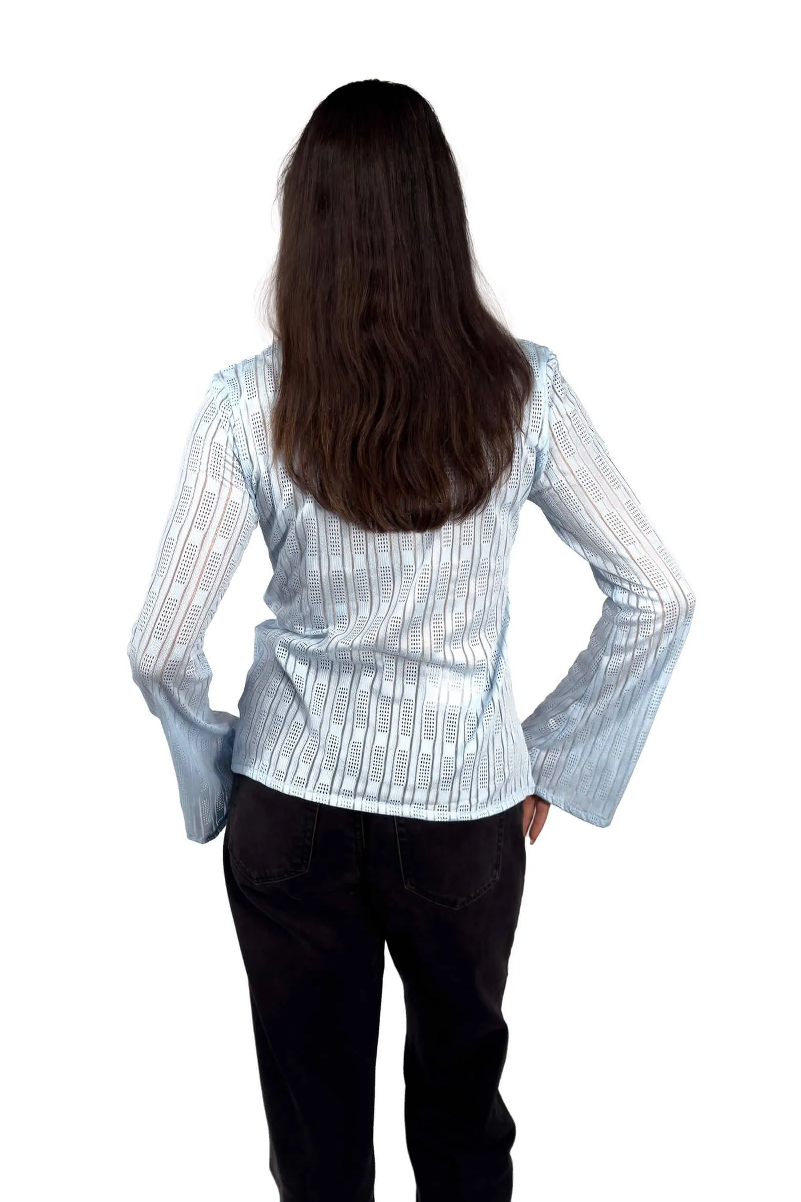 Light Blue Bella Knitted Long-Sleeve Top