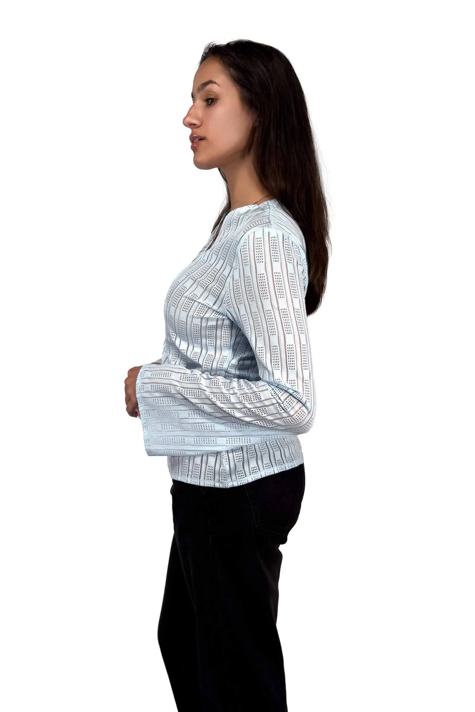 Light Blue Bella Knitted Long-Sleeve Top