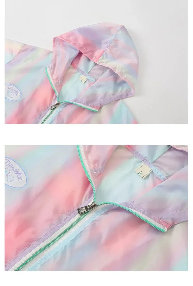 Lightweight Kids Sun Suit Top Jackets Full Zip Hooded Lovely Girls Coats