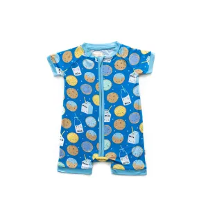 Little Sleepies Blue Cookies & Milk Shorty Romper/Sleeper