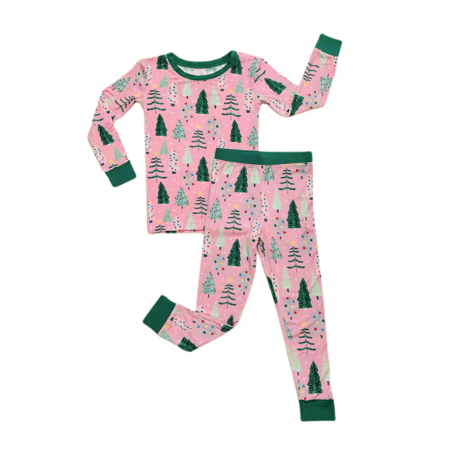 Little Sleepies Pink Twinkling Trees 2pc Pajama Set