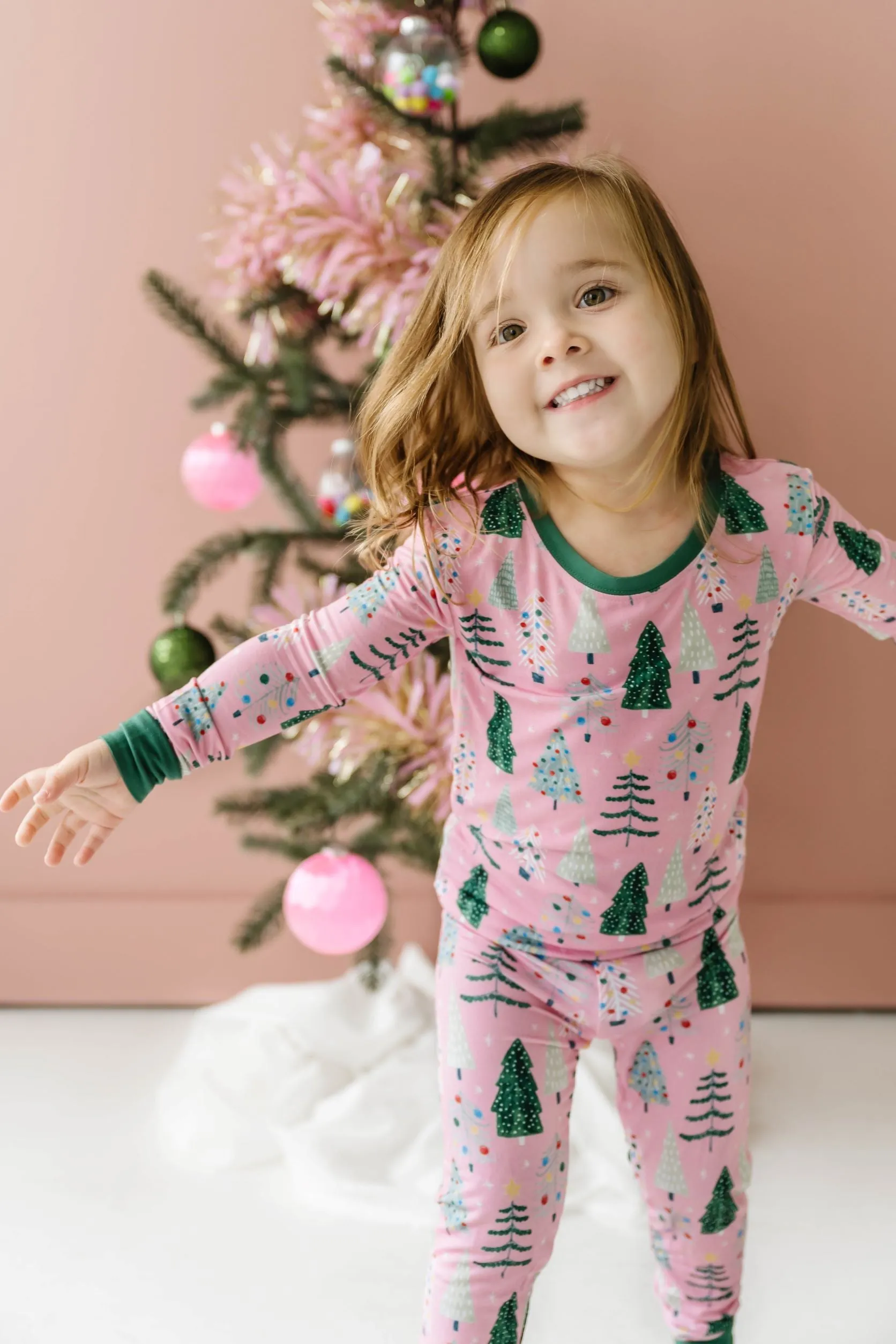 Little Sleepies Pink Twinkling Trees 2pc Pajama Set