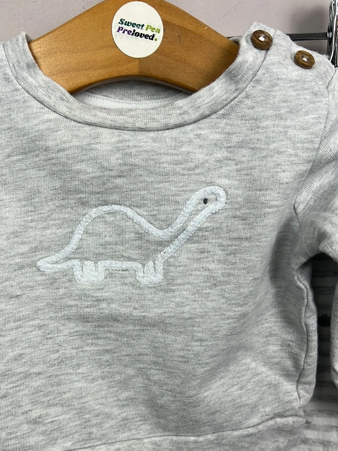 Little White Company dinosaur sweatshirt set 3-6m
