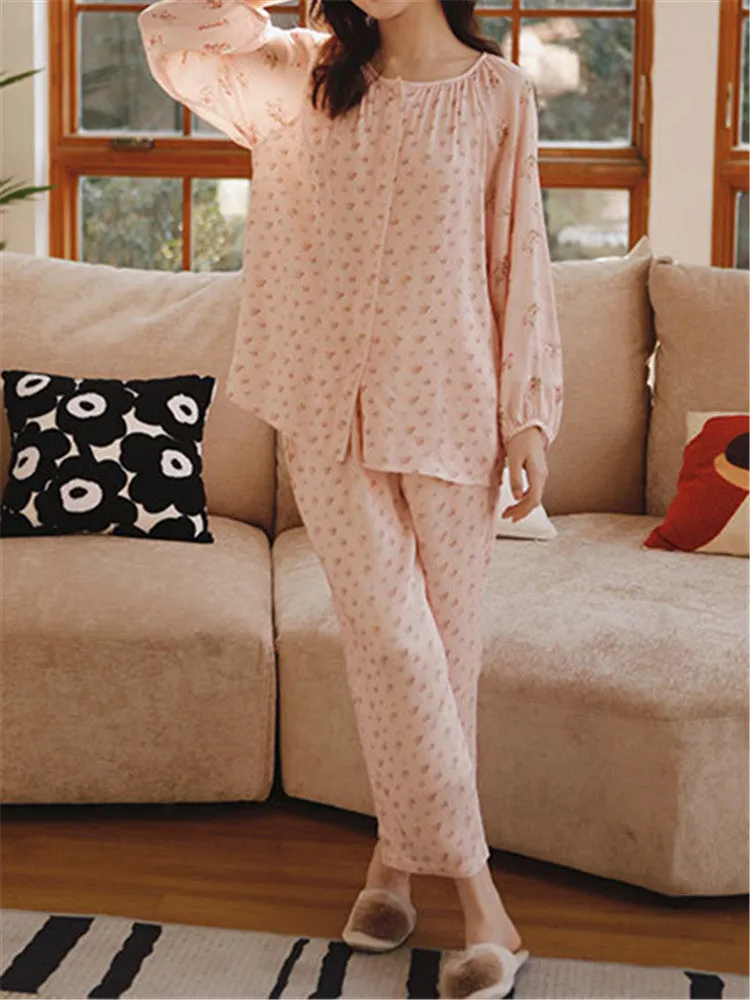 Loose-Fit Satin Printed Sleepwear