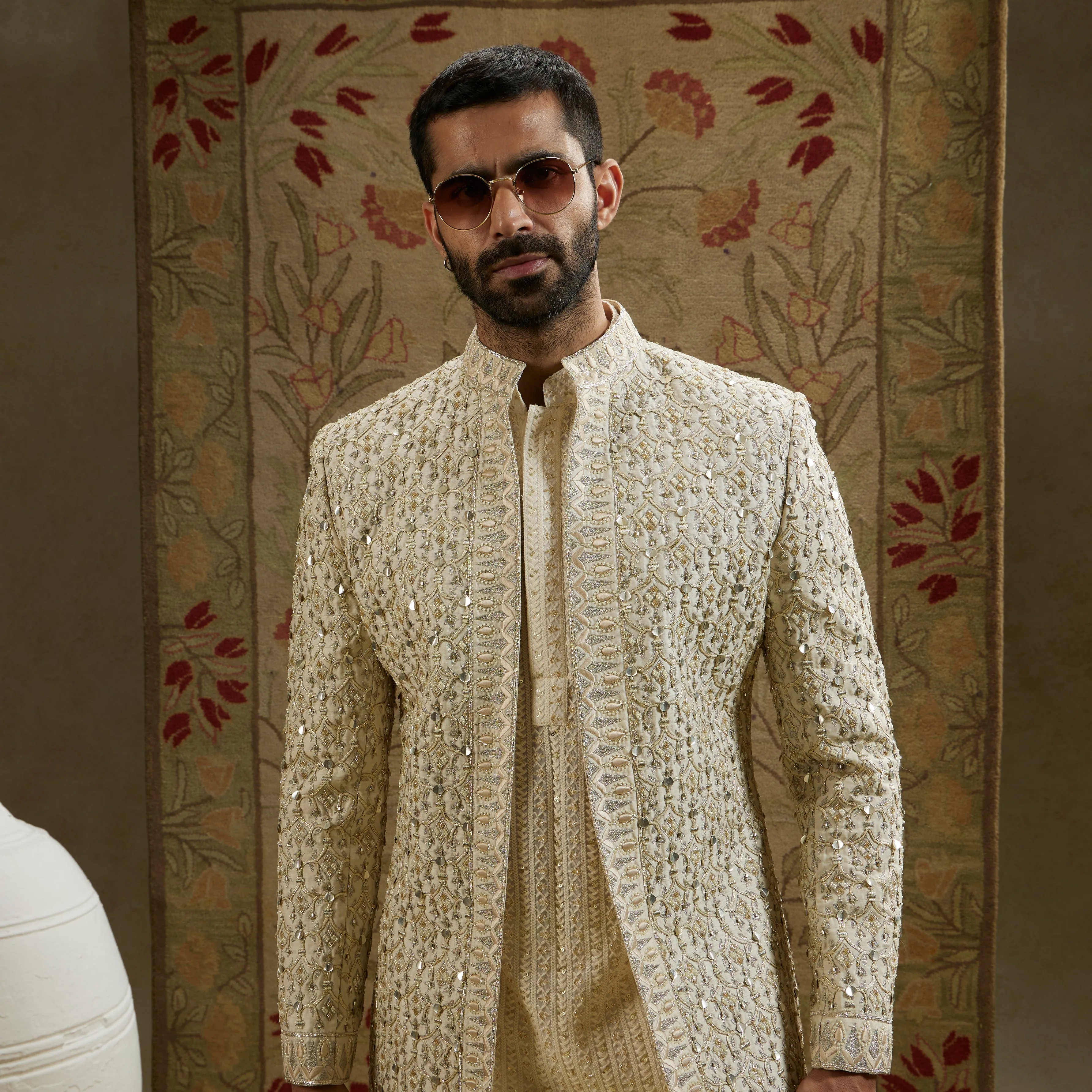 MAGNOLIA EMBELLISHED SHERWANI WITH PANTS