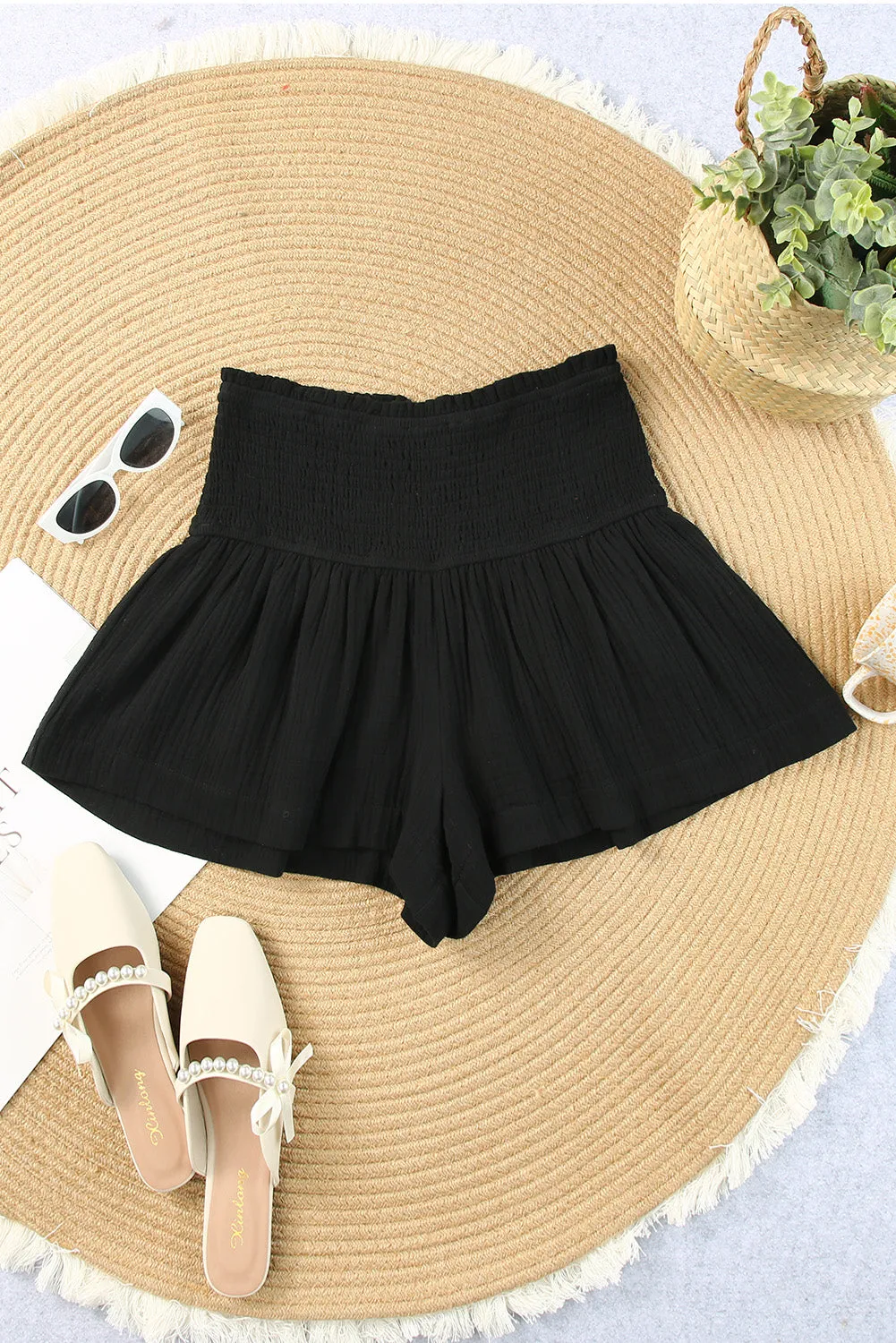 Makin It Smocked Waist Culotte Shorts