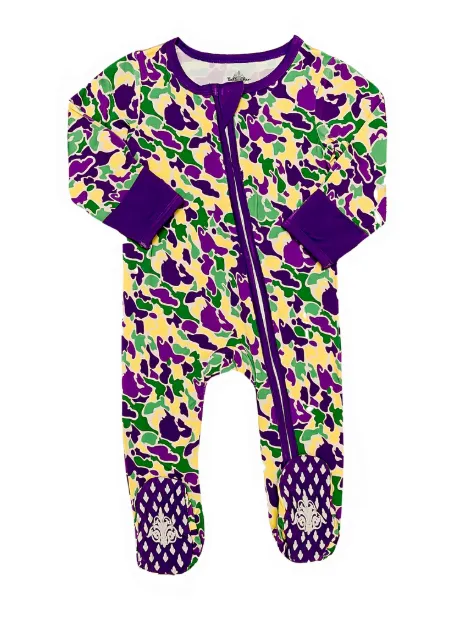 Mardi Gras Camo Bamboo Romper
