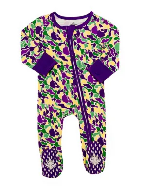 Mardi Gras Camo Bamboo Romper