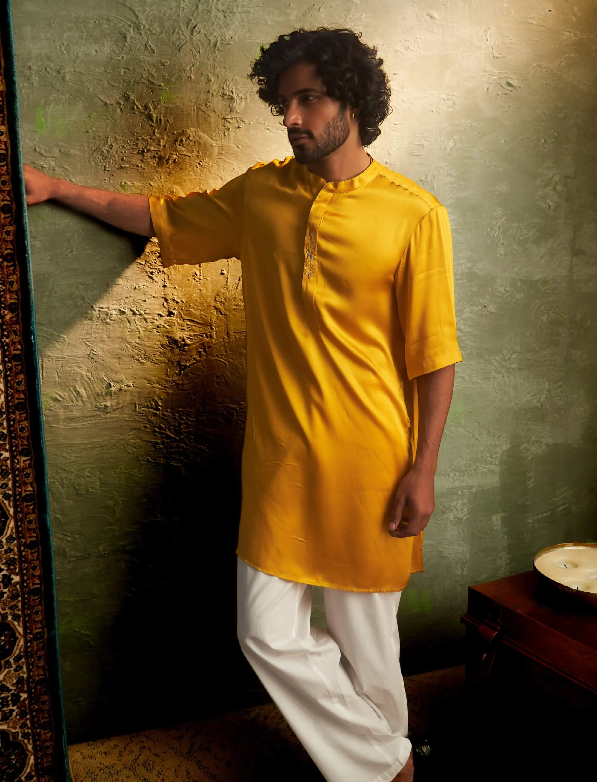 Marigold short sleeved kurta and pyjamas