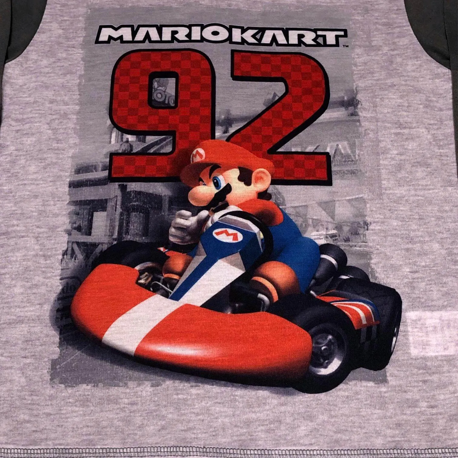 Mario Kart Boys Pajama Set Little Big Kids 2PC PJs, XS-L, Gray