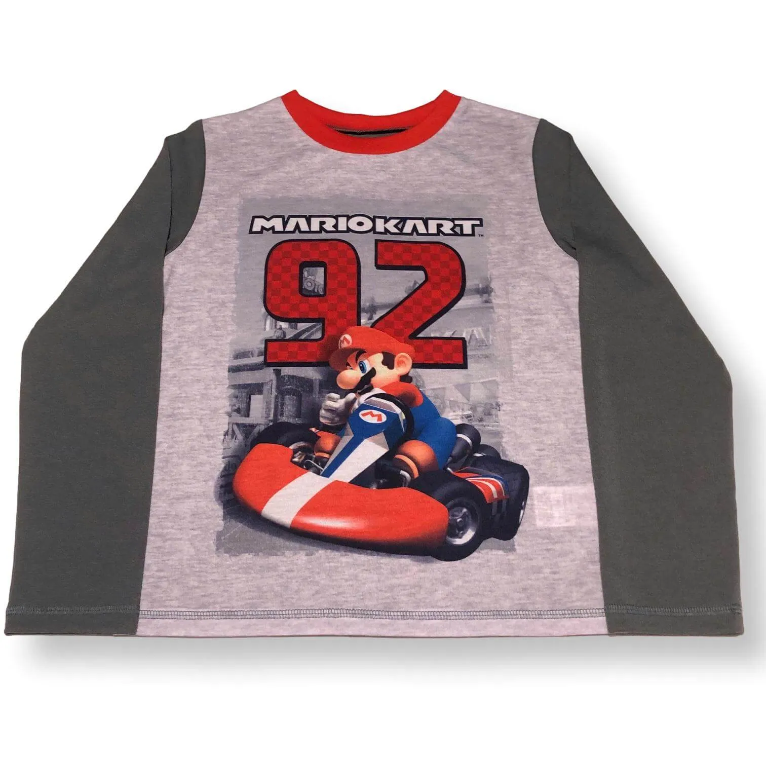 Mario Kart Boys Pajama Set Little Big Kids 2PC PJs, XS-L, Gray