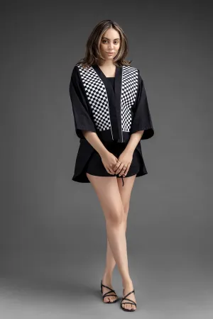 Matted Short Jacket Set - Black