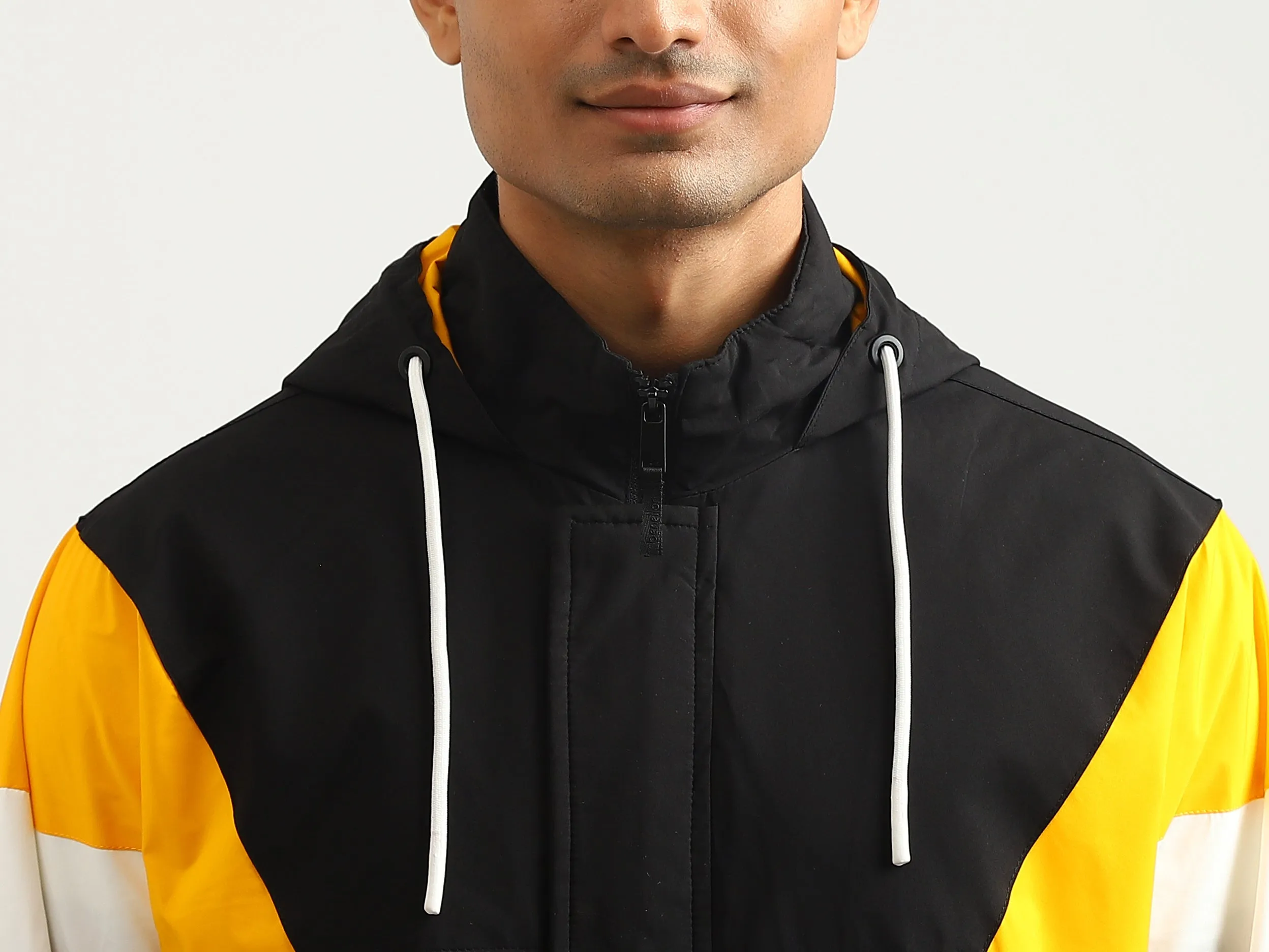 Men Colorblock Hooded Jacket