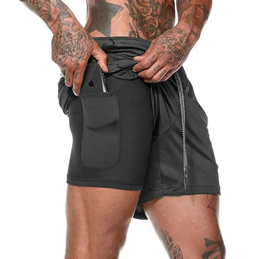 Men's 2-in-1 Double-Deck Sport Shorts - Summer Running Shorts for Fitness Training