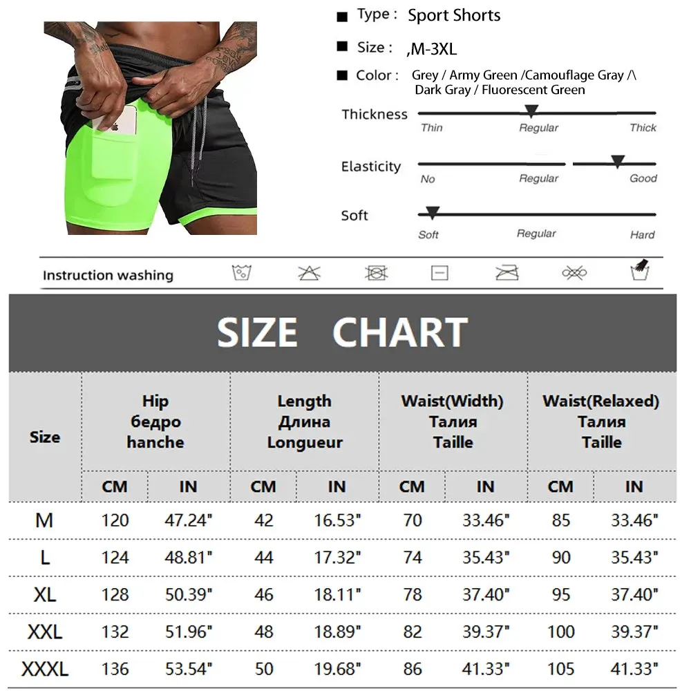Men's 2-in-1 Double-Deck Sport Shorts - Summer Running Shorts for Fitness Training