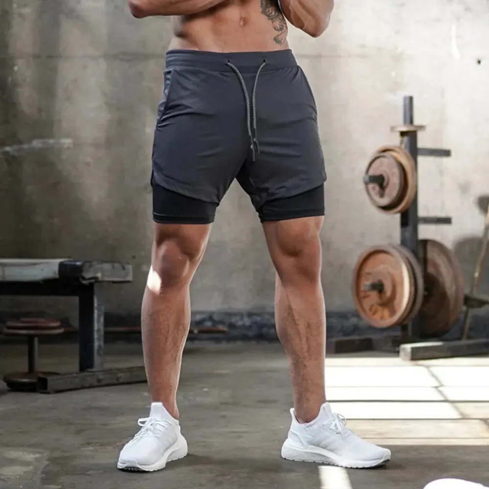 Men's 2-in-1 Double-Deck Sport Shorts - Summer Running Shorts for Fitness Training