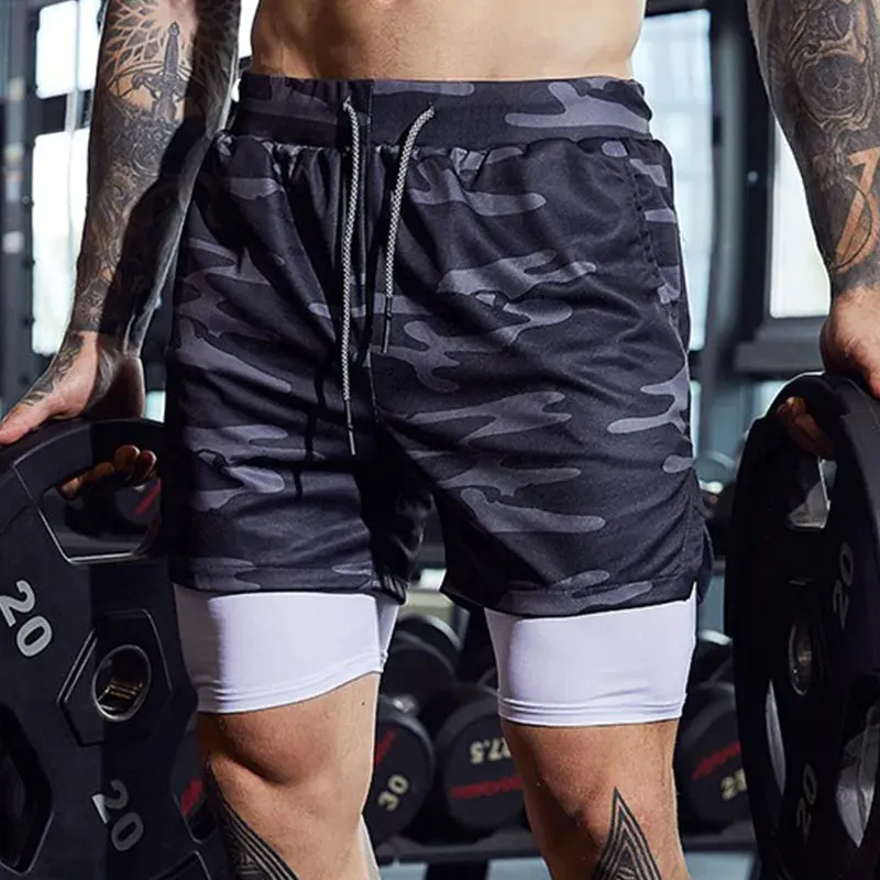 Men's 2-in-1 Double-Deck Sport Shorts - Summer Running Shorts for Fitness Training