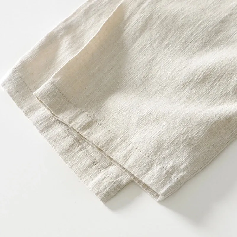 Men's Casual Linen Cotton Trousers: Breathable and Comfortable Cropped Pants