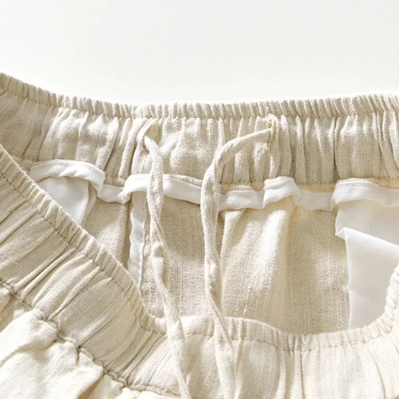 Men's Casual Linen Cotton Trousers: Breathable and Comfortable Cropped Pants