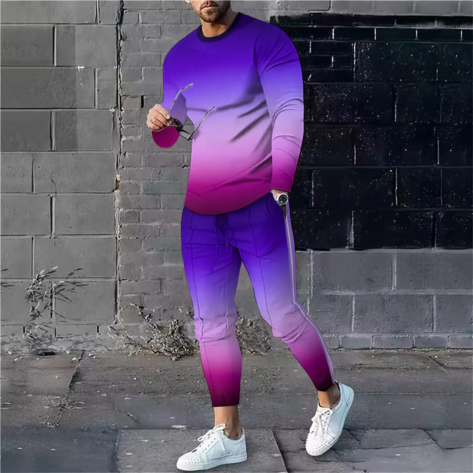 Mens Purple Gradient Color Tracksuit Sets