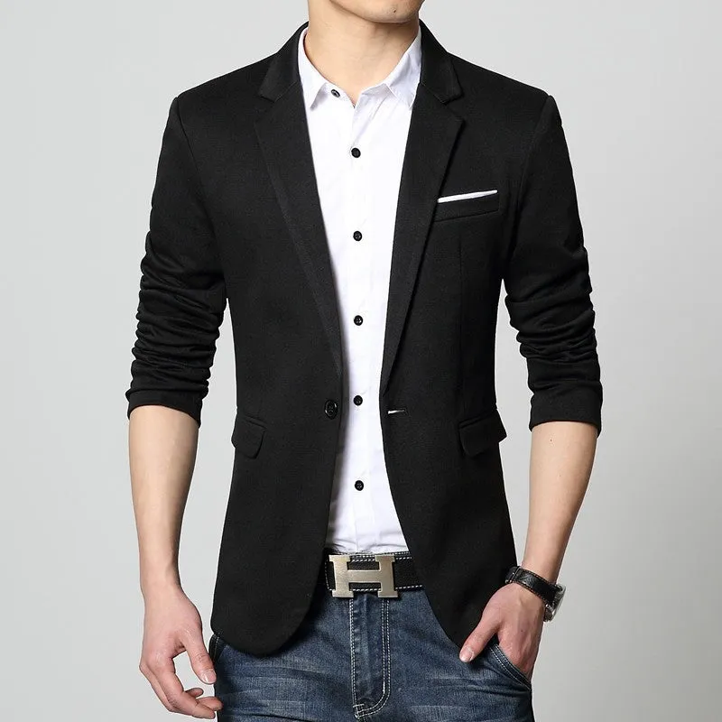 Mens slim fit fashion cotton blazer Suit Jacket black blue beige plus size M to 6XL Male blazers Mens coat Wedding dress